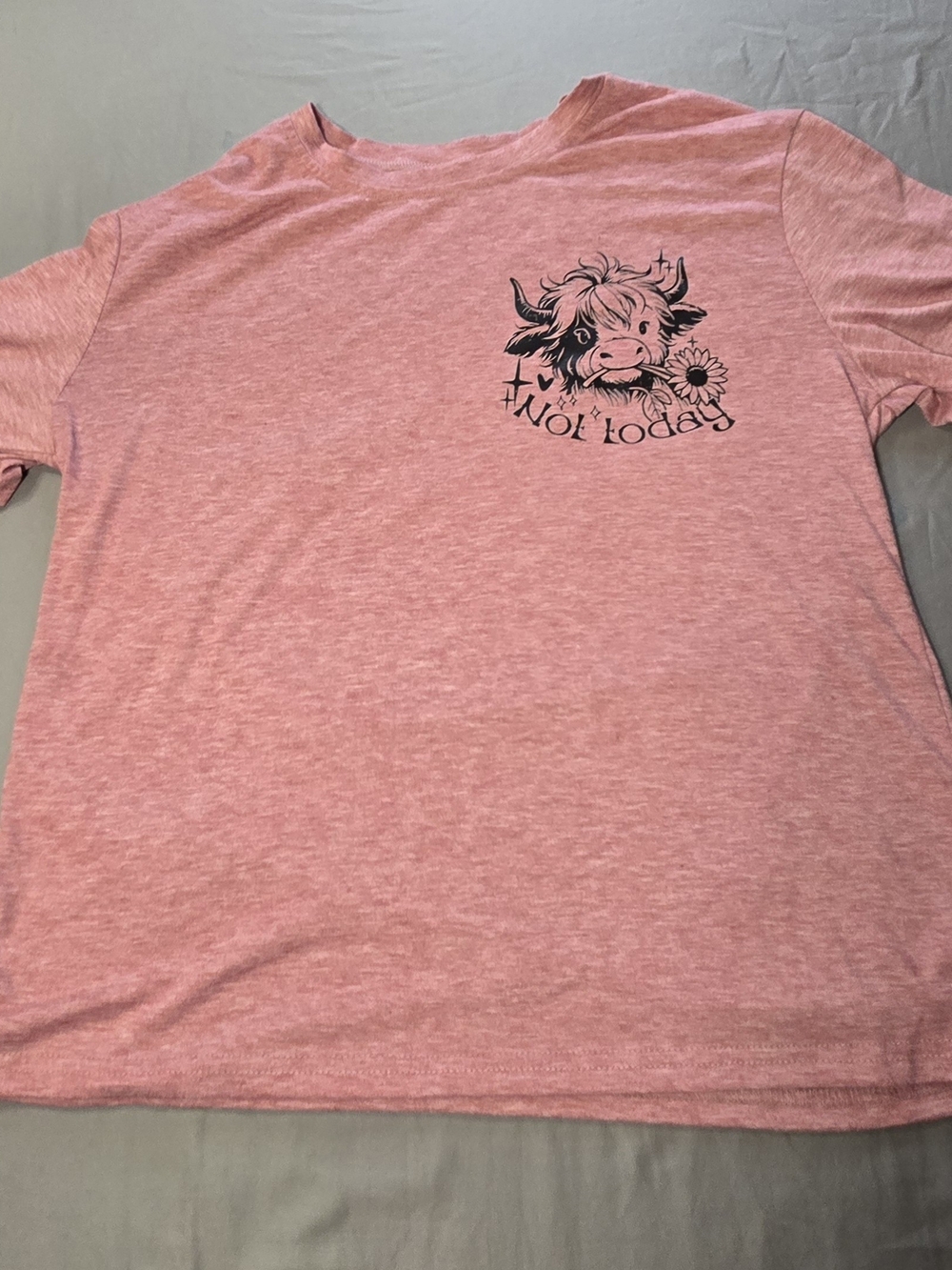 Not Today Heifer Highland Cow Graphic Tee Pink XL
